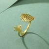 Aesthetic Fashion Hummingbird Sunflower Ring Stainless Steel Adjustable Ring Bohemian Bird Flower Jewelry Gift