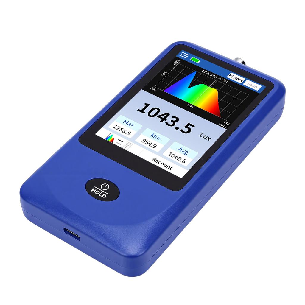 Contor Spectre Lumină Spectrometru Portabil Contor Iluminanță Spectrală Afișare Curbe Domeniu 1 Milion Lux Măsurare Culoare