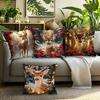 Home Decor Deer With Poinsettia And Holiday Lights Pattern Cushion Covers For Sofa Bedroom Car Pillow Covers