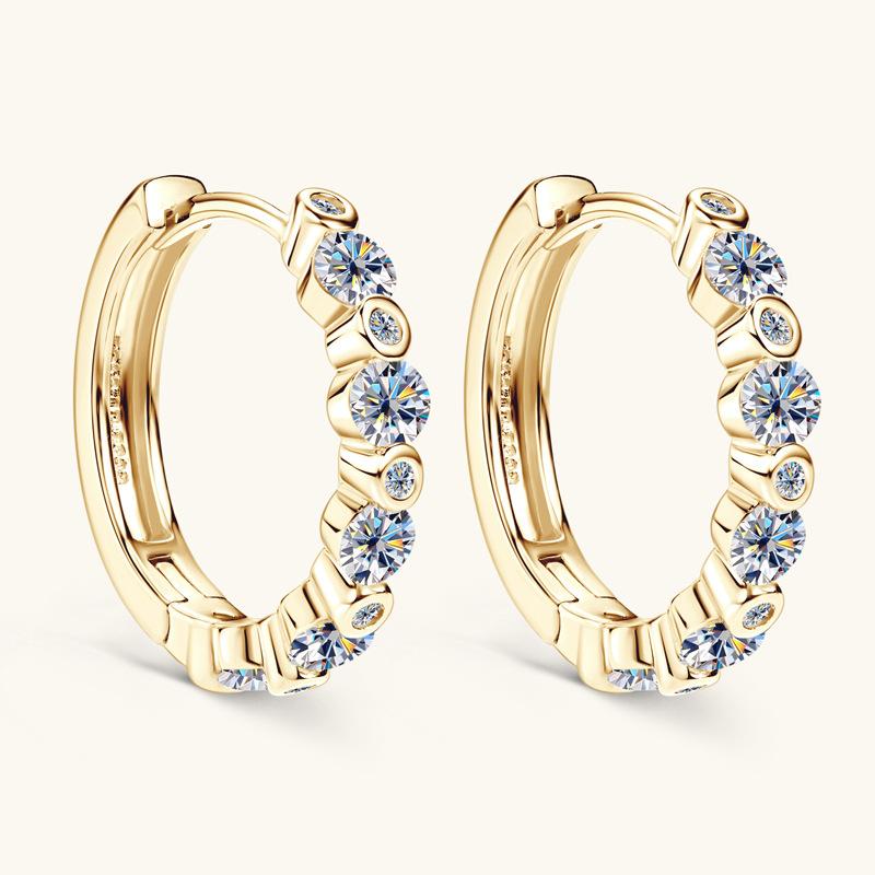 Silvere Glam 2025 Cross-border New Moissanite S925 Sterling Silver Earrings, Fashionable And Trendy Ear Clips