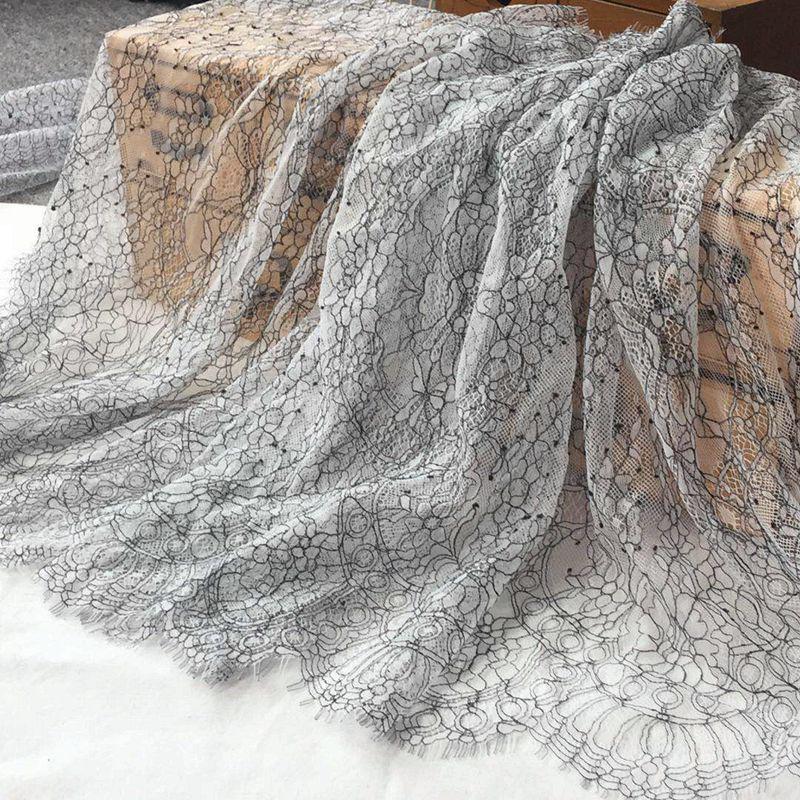 3 Meters Eyelash Lace Fabric,White Black Net Yarn Eyelashes Lace Trim Clothing Skirt Lace Fabric Clothing Embroidery Decoration
