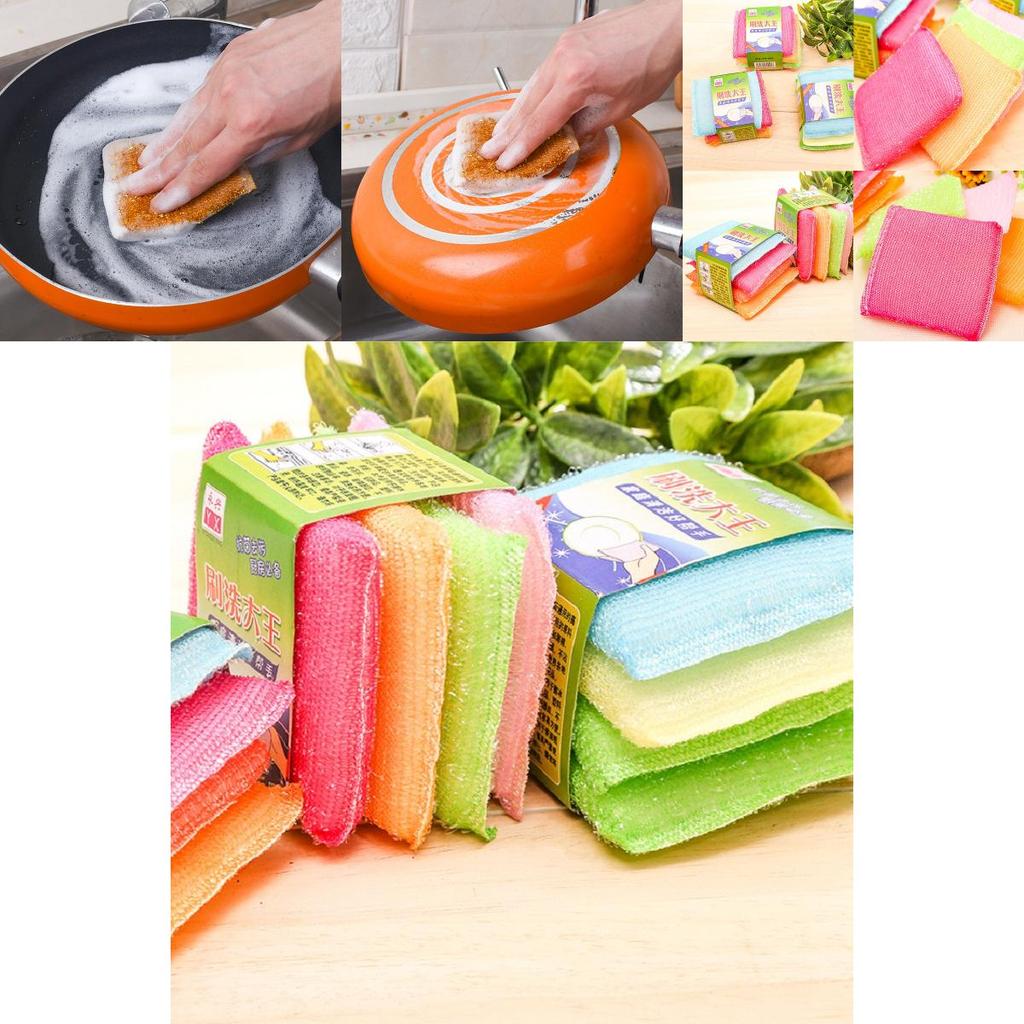 Cleaning Kitchen Rag Dishwashing Brush Pot Sponge Scouring Pad Gadget Removal