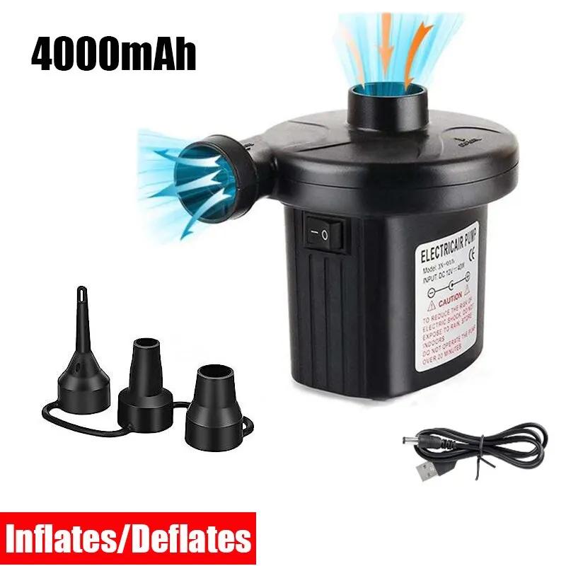 75W Electric Air Pump Inflator USB Rechargeable Inflate Deflate Air Compressor for PVC Boat Mattress Inflatable Pool Raft Bed