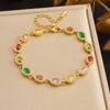 Gold Multicolor Zircon Bracelet For Women Dainty Jewelry