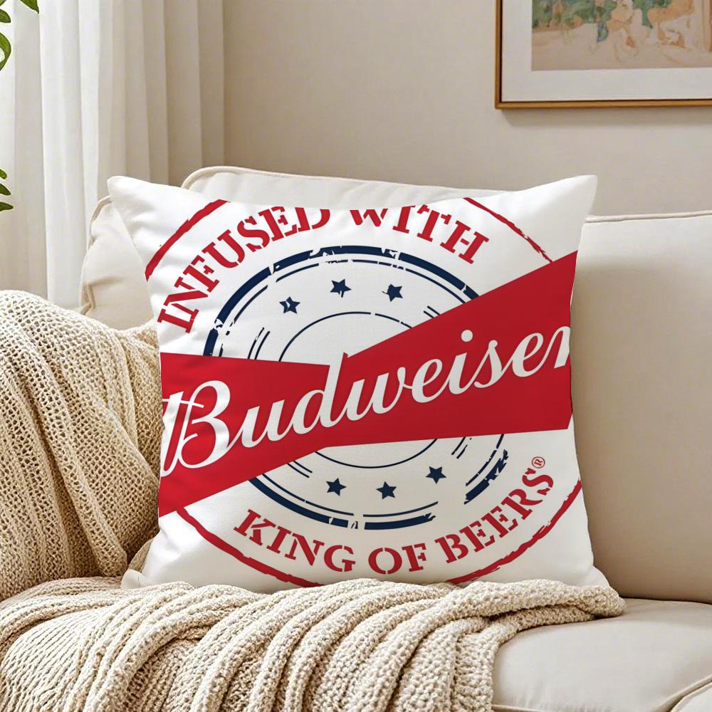Beer Brand BBudweiser BBudvar Czech Cushion Cover Linen Pillowcase Soft  for Sofa Bed Home Room Decor