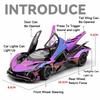 1:24 Scale Plating Apollo Project EVO Sports Car Model Toy Pull Back Sound Light Wheel Steering Supercar Models Desktop Ornament