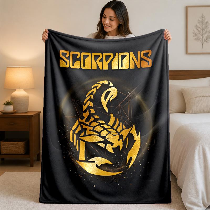 Scorpions Print Flannel Blanket Cozy Lightweight Plush Throw Blanket For Bed Sofa Household Use