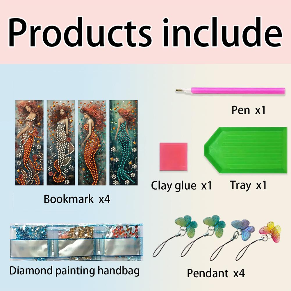 4 szt. Kwiaty DIY Diamentowy Zakładka Projekty Artystyczne Diamentowe Malowanie Artystyczne Zakładki do DIY Tworzenia Początkujący Dorosłe Materiały do Rękodzieła Artystycznego