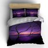 Purple Sunset Art Decor Soft Comfortable Duvet Cover Bedding Set Included 1*Duvet Cover & 2*Pillowcases, Gift