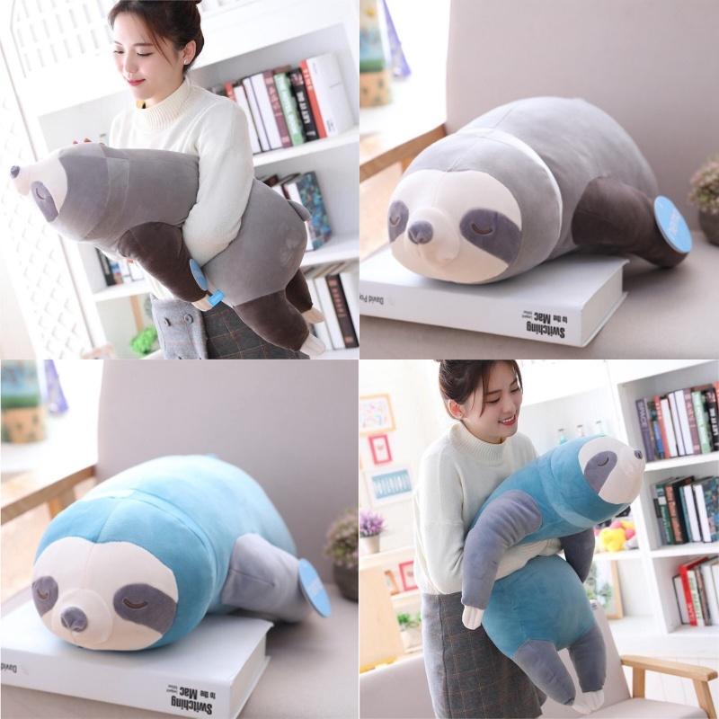 Adorable Sloth Plush Toy Pillow For Kids And Girls Short Plush And Pp Cotton Stuffed Blue And Grey