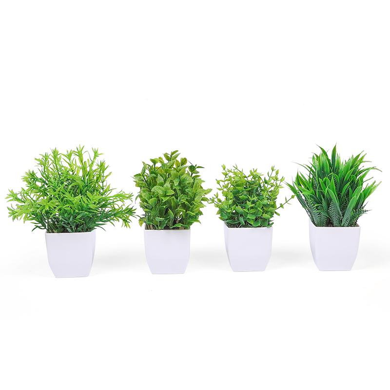 Green Artificial Bonsai Mini Eucalyptus Flower Potted Plant for Home Garden Table Decoration Indoor Bedroom Office Fake Plant