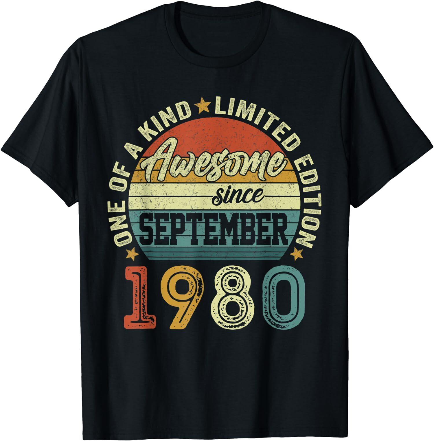 Awesome Since September 1980 Bday Unisex T-Shirt S разноцветный