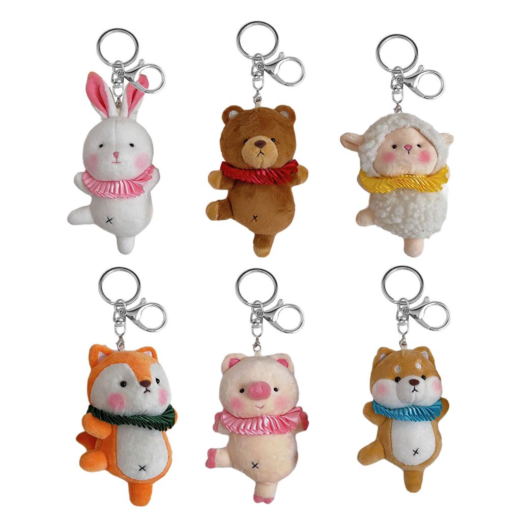 Cartoon Animal Doll Pendant Plush Toy Keychain Ballet Animals Shaped Keyring Lovely Stuffed Bag Pendant Women Accessory