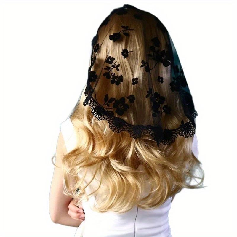 

Этнический кружевной цветочный платок для женщин свадебный платок для волос банданы головной убор для вечеринки тюрбаны повязка для волос церковь чёрный