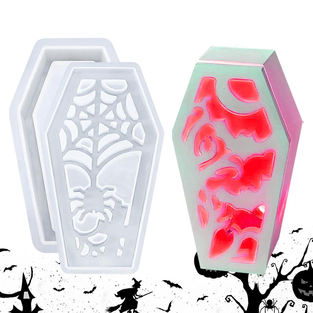 Halloweenowa Forma Silikonowa Trumna Upiorna Forma na Klosz Lampy Żywica Halloween Odlew Klosz Rękodzieło Na Stół Jadalny Łazienka