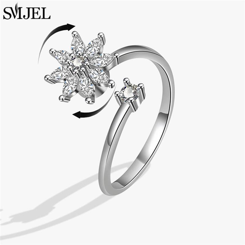 Etnisk Mote Tusenfryd Blomst Angstring Justerbar Dame Jenter Bekymring Stresslindring Smykker Spinnende Fidget-ringer Festgaver