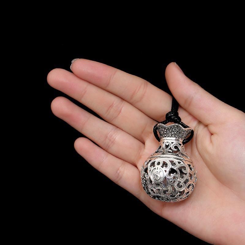 Openable Coin Purse Pendant Necklace Vintage Hollow Charm Men Women Car Keychain Aromatherapy Diffuser
