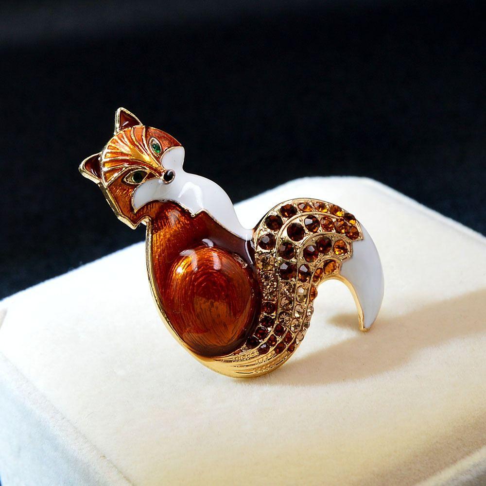 

Trendy Rhinestone Fashion Firefox Pin Elegant Badge Pin Colorful Vintage Brooch Women