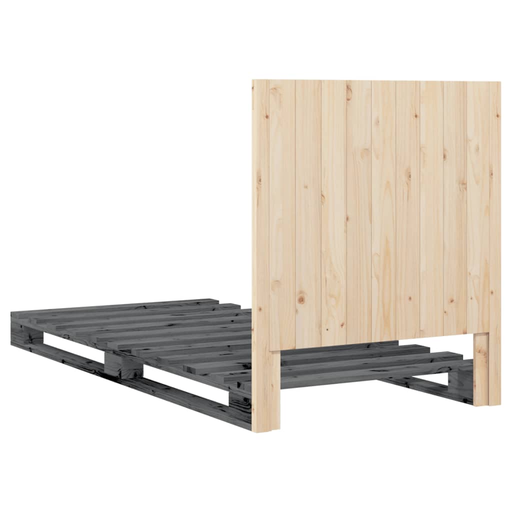 Solid Wood Bed with Headboard Gray 90x200 cm Pine