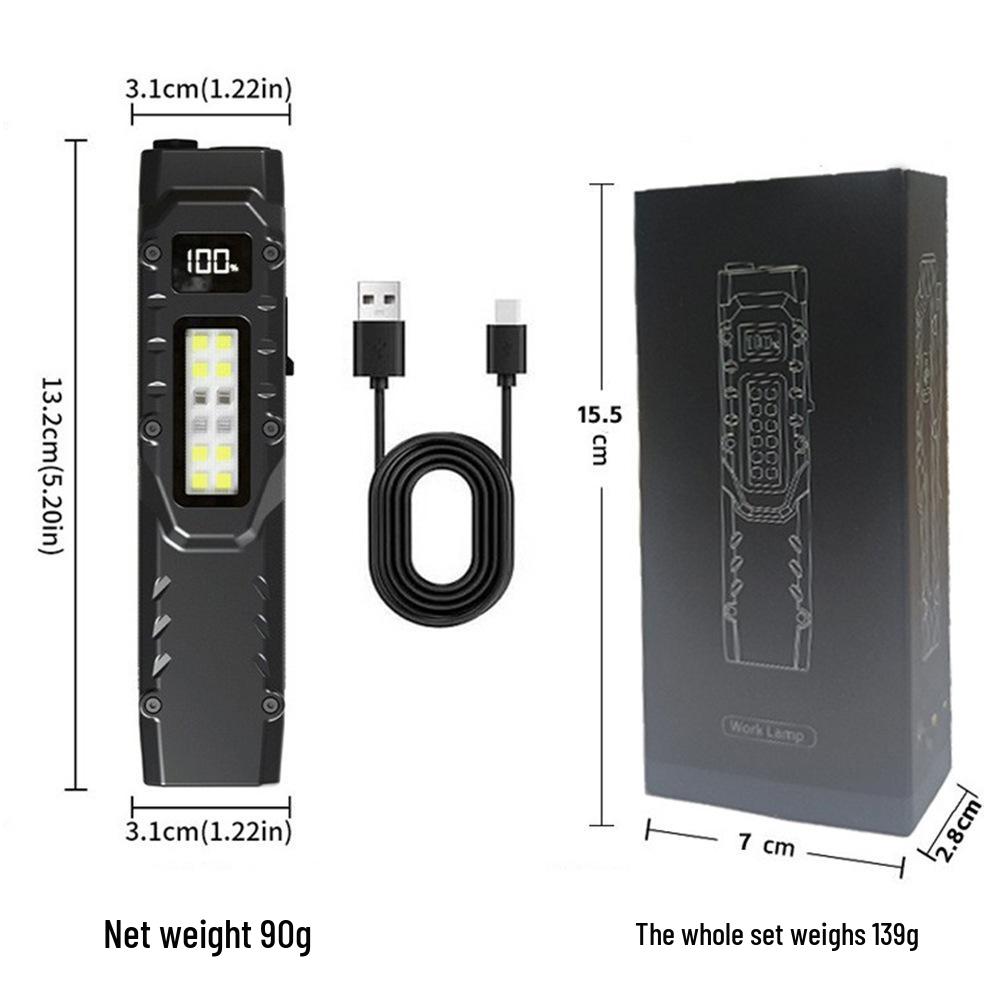 Ultra-Thin Portable LED Flashlight with Pen Clip and Digital Display for Outdoor EDC Tactical Use