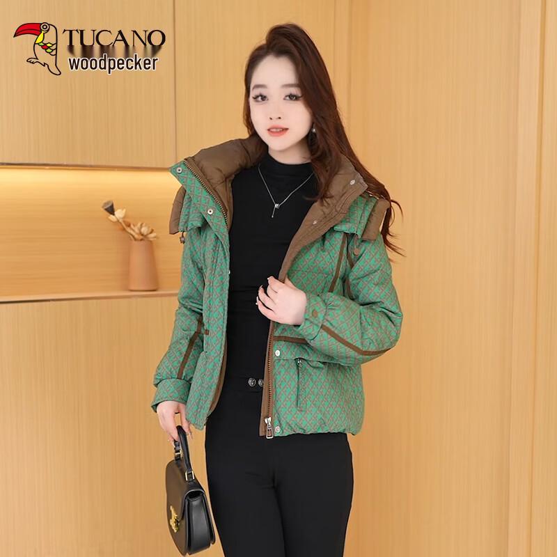 Woodpecker Damen Hahnentritt Kapuzen Kurzdaunenjacke