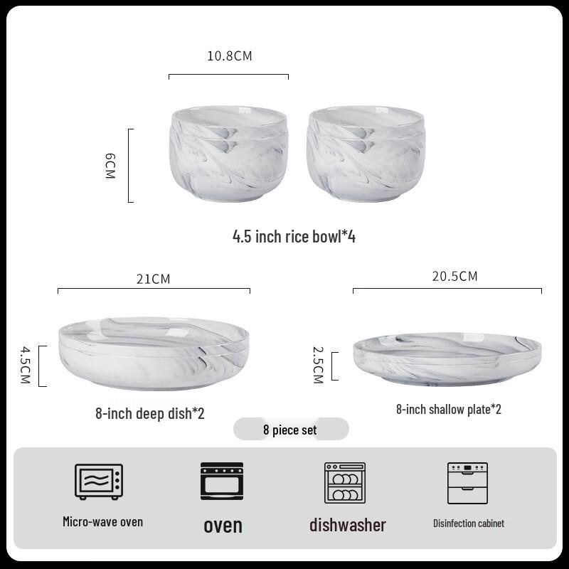 Hanyou Japanese Ceramic 8-Piece Dinnerware Set