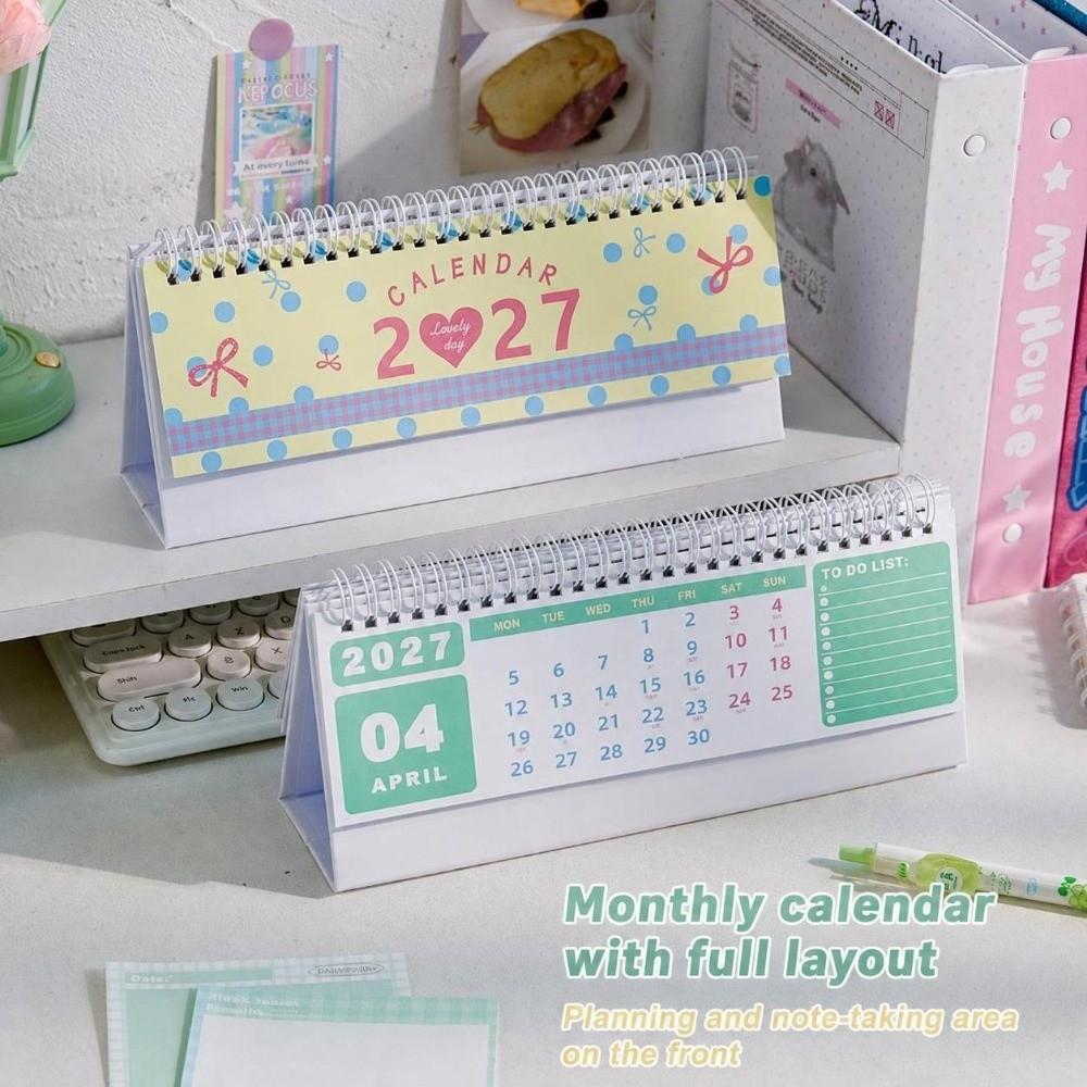 Foldable Stand 2027 Desk Calendar Colorful Table Calendar New Monthly Planner  Home Office