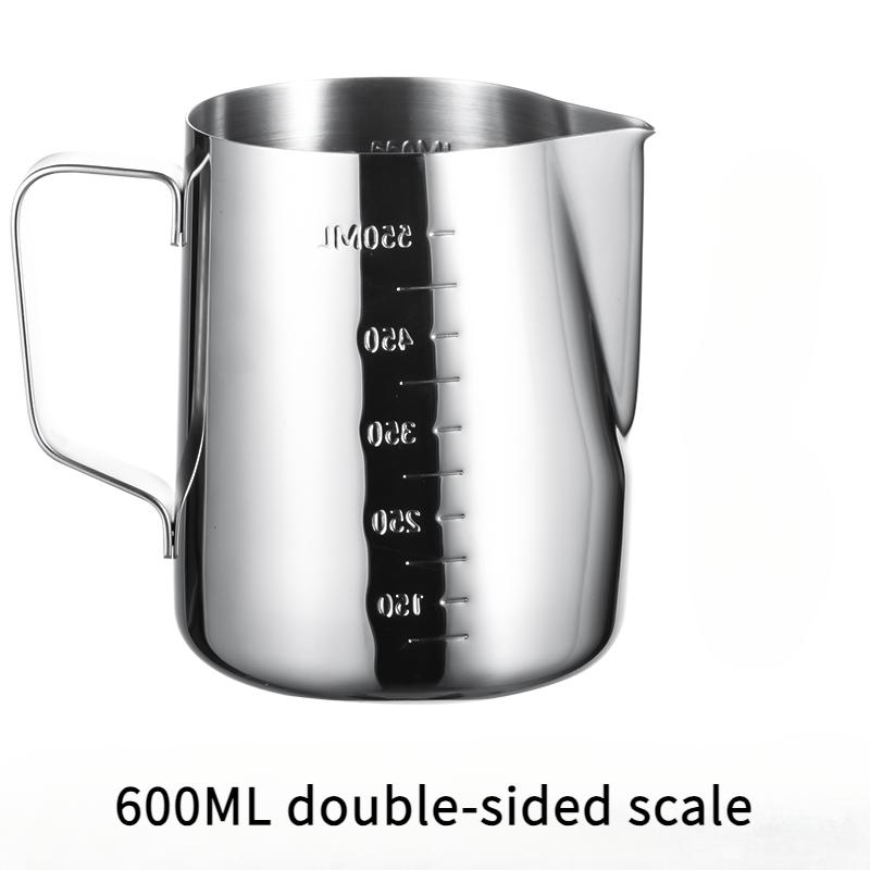 Cafetera artesanal de acero inoxidable con escala interior y exterior, jarra para café con leche tipo olécranon.