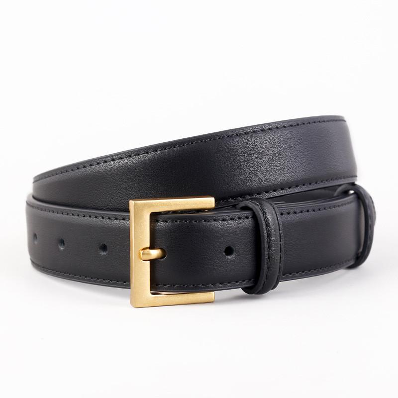 

Classic Ladies Leather Belt With Alloy Buckle For Casual Office Wear BlackGold