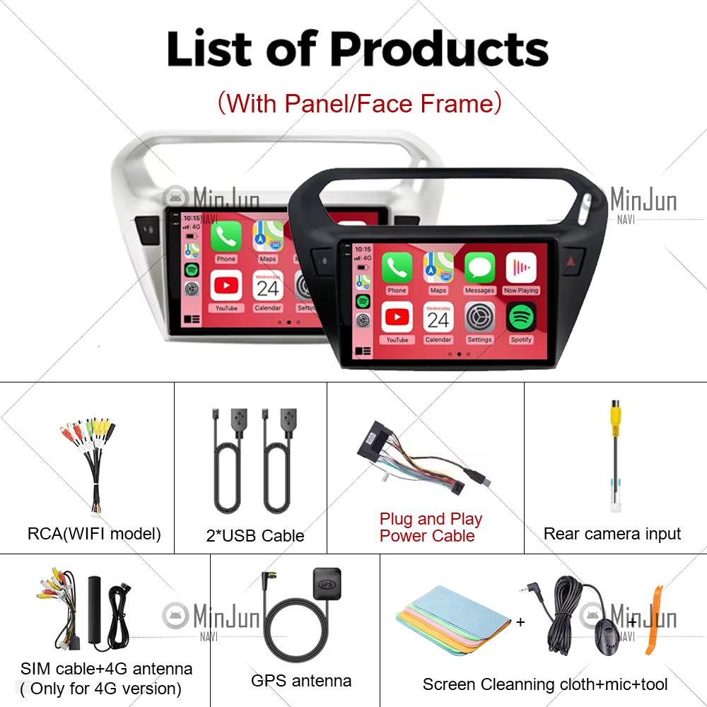 Android 14 For Peugeot 301 Citroen Elysee 2013 - 2018 Carplay Car Radio Autoradio Multimedia Player Stereo Wireless Android Auto