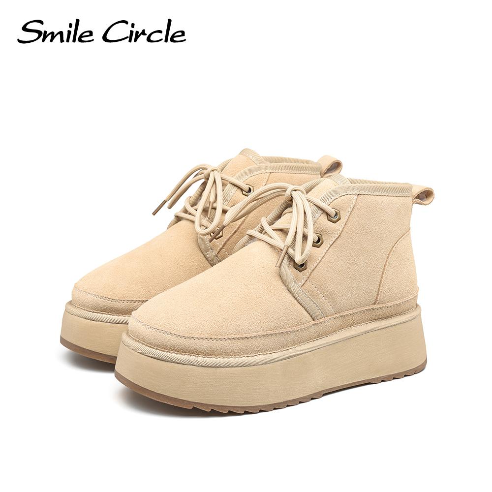 Kar Botları Kadın Süet Bağcıklı Kalın Alt Çizmeler Sıcak Moda Rahat Ayakkabılar