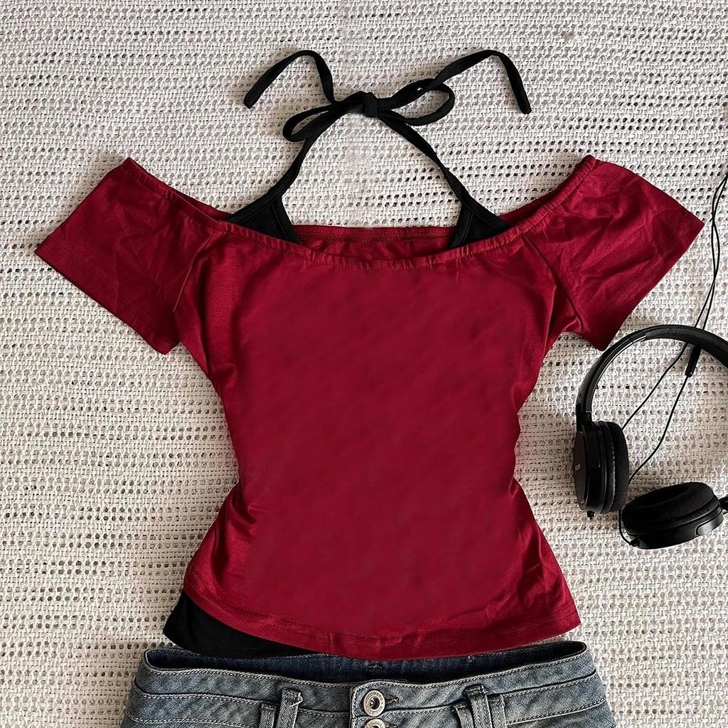 Damen 90er Vintage Punk T-Shirt Streetwear Sexy Kurzarm Gothic Slim Crop Top Hotgirl Lässig Femme Tee Harajuku Y2k