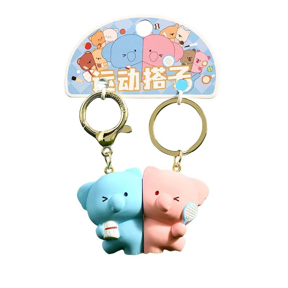 Table Tennis Magnetic Tennis Bear Keychain Animal Couple Pendant  Best Friends