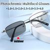 1/3 In 1 Photochromic Multifocal Presbyopia Glasses Trendy Outdoor Color Changing Sunglasses +1.0 TO +4.0 Eyewear