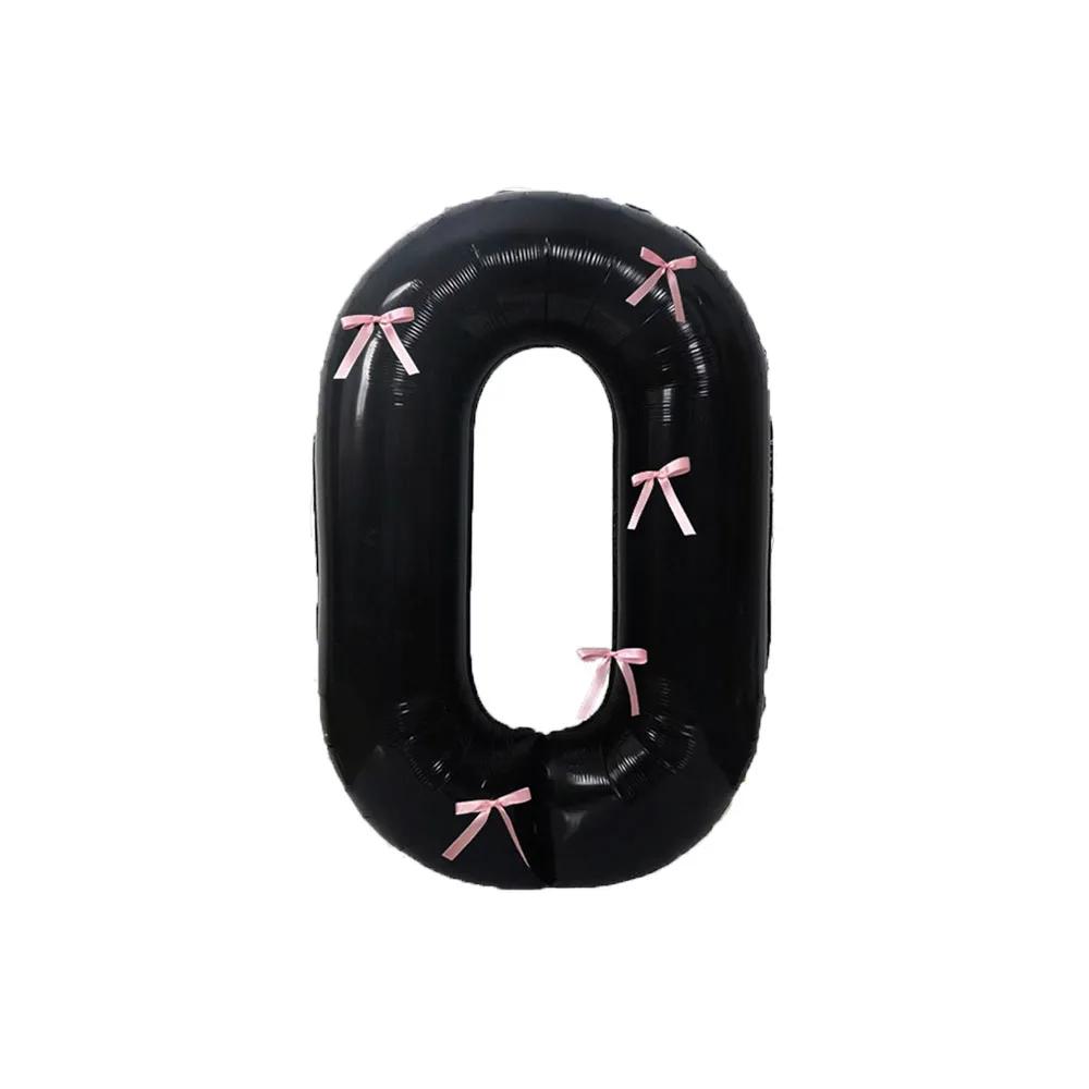 40inch Black Digital Foil Balloons Mini Bow 0-9 Giant Helium Ball Wedding Birthday Party Decorations Baby Shower Kids Toys