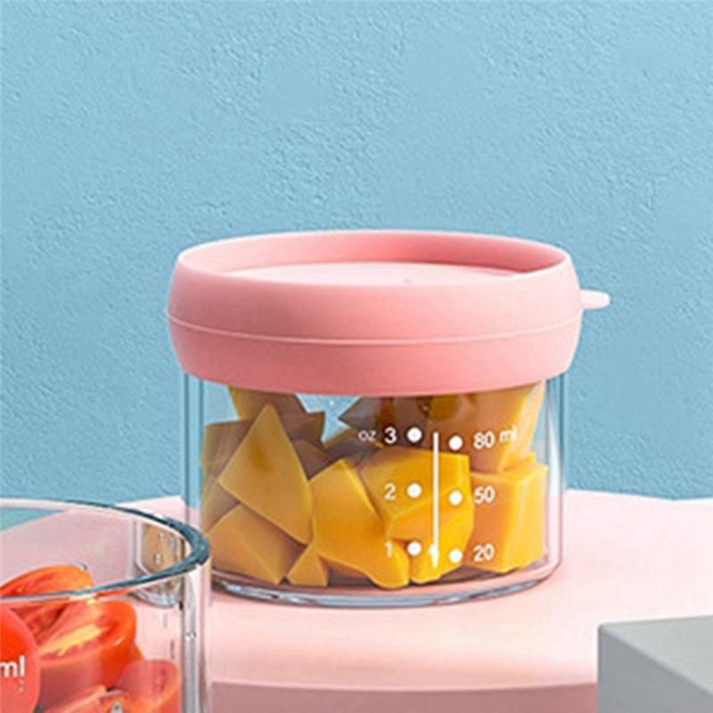 Babyfood Storage Set, Glass Container With Colored Lid, Glass Babyfood Storage Tank