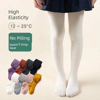 Children's Tights Spring and Autumn Cotton New Style Baby Girl Leggings Girls Solid Color Dance Tights Autumn Thick One-Piece Tights