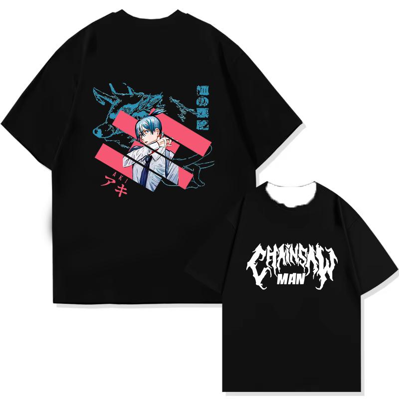 Anime Chainsaw Man T-Shirt Denji Power Manga Graphic Tee Men Summer Casual Japanese Cartoon Streetwear T-shirt Breathable