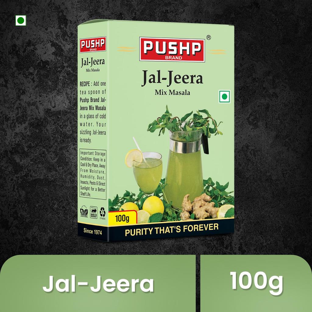 Pushp Jal Jeera Poeder Authentieke Indiase Kruidenmix Verfrissende Zomerdrank Pittige Komijn Munt Blend Smaakversterker 100g Doos
