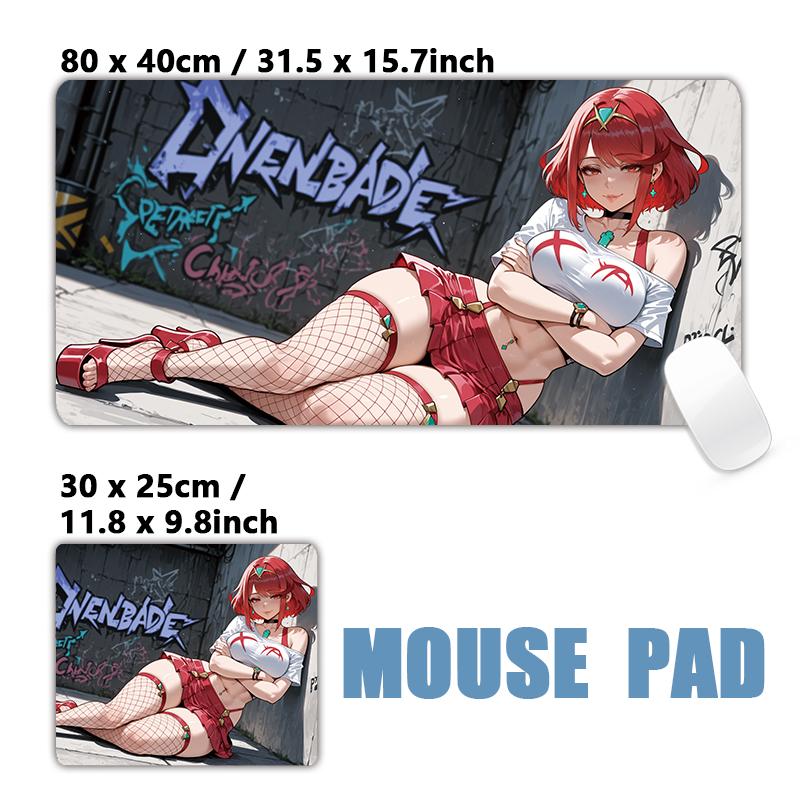 Gaming Mouse PadAntislip Stitched Edges Stylish Urban Anime Girls Graffiti Street Print Gaming Keyboard Mat for Gamers