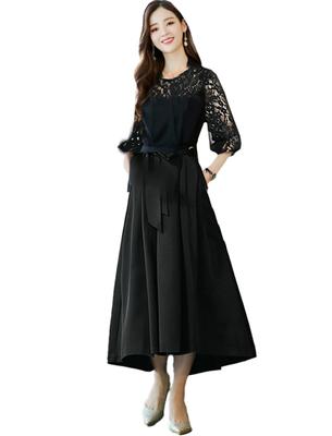 Natusee Top Lace Plus Size Formal Dress, Wedding, Party, (3XL, Black)