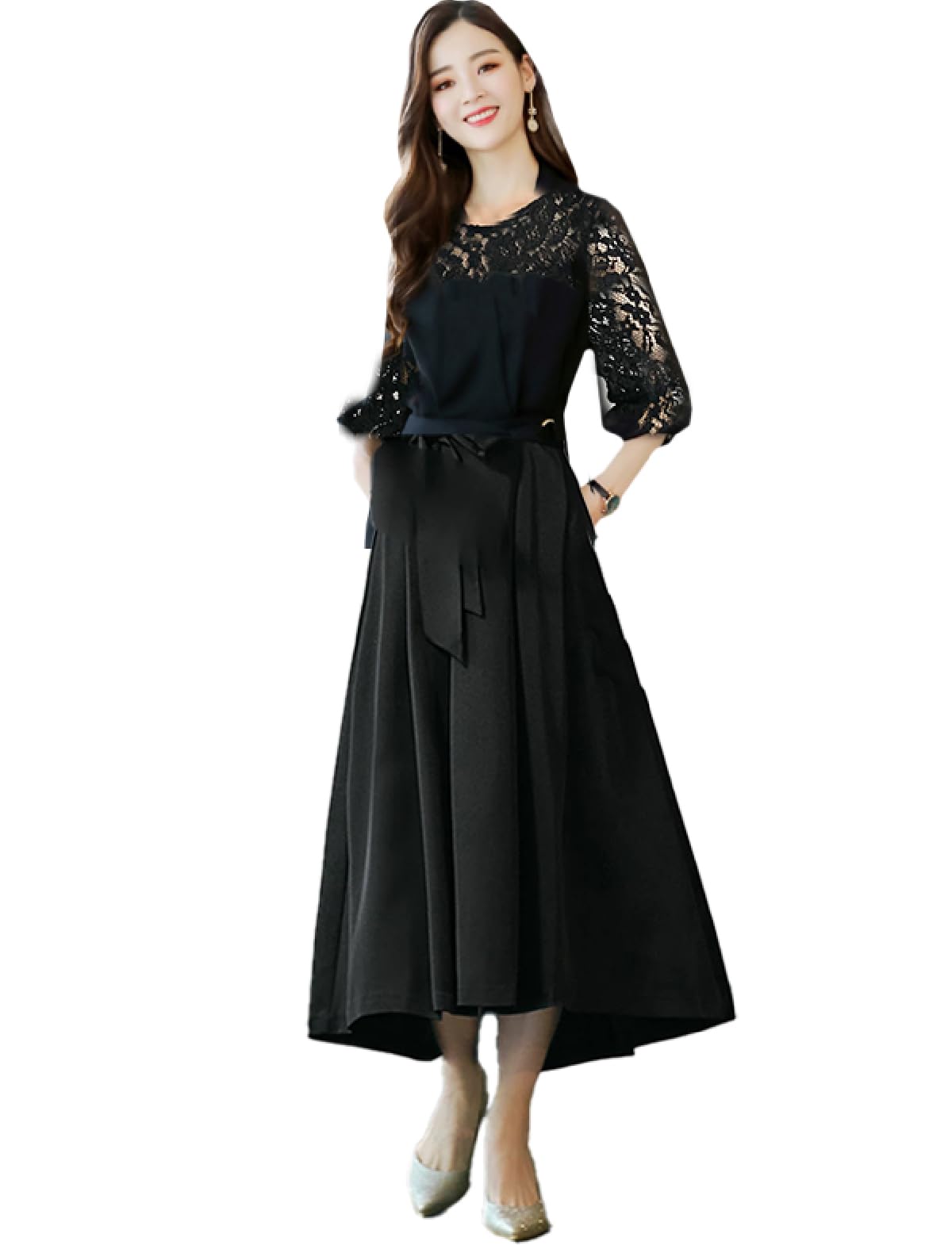 

Платье Natusi Top Lace больших размеров, формальное, свадебное, для вечеринки, (Л, Черный) чёрный