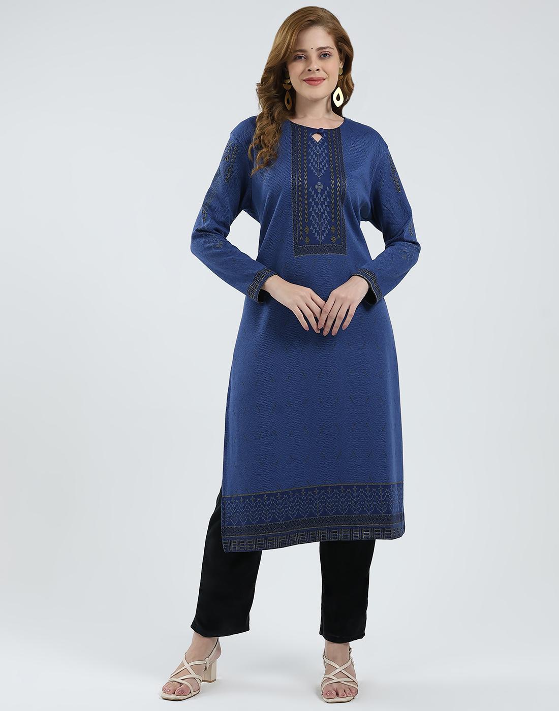 

Monte Carlo Women s Round Neck Full Sleeves Kurti 2XL синий