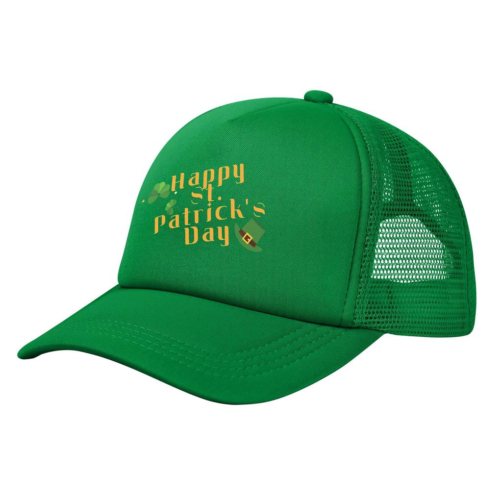 Happy ST PATRICKS DAY Mesh Foam Trucker Hat Fashion  Unisex Breathable Meshback Sun Caps Adjustbale For Casual Headwear