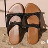 Women's Cross-Strap Bow Flat Mules - Round Toe Beach Slippers, Size 44