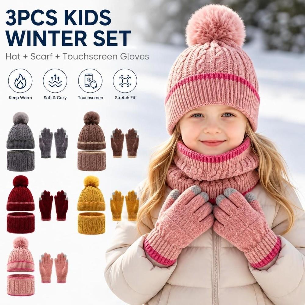 Windproof Winter Hat Scarf Gloves Knitted Thickened Knitted Hat New Toddler Winter Hat Outdoor Use