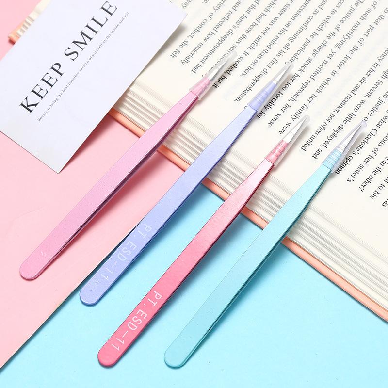 1Set Stainless Steel Straight Curved Tweezers For Nail Art Sticker  Picking Tool Makeup Eyelash Diy Tweezer Tool