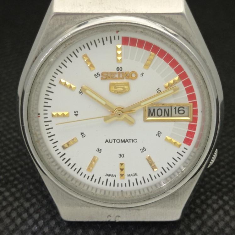 USED VINTAGE SEIKO 5 AUTOMATIC 6309A JAPAN MENS D/D WHITE WATCH 608g-a316322-2 SKU608g-a316322