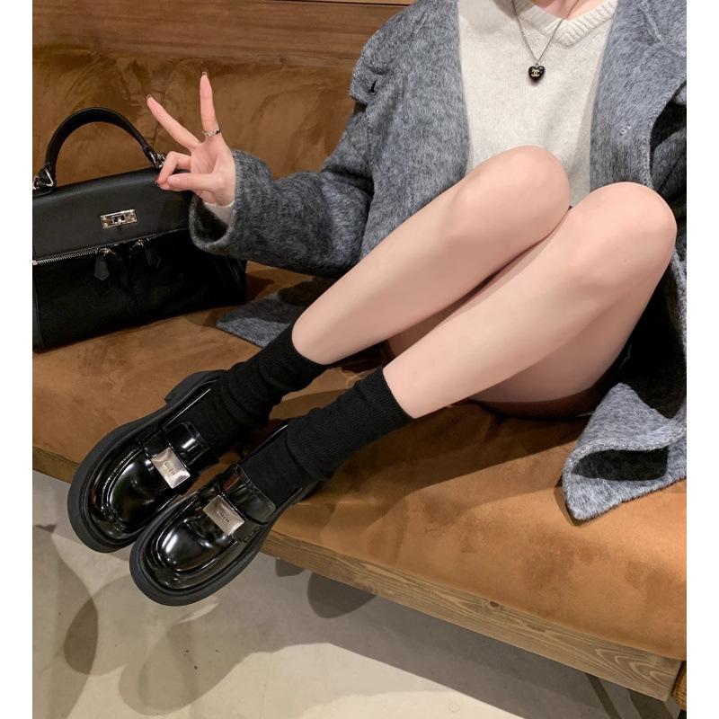 

Su Yin Shoes College style cowhide thick-soled one-pedal lazy women s small leather shoes 35 чорний