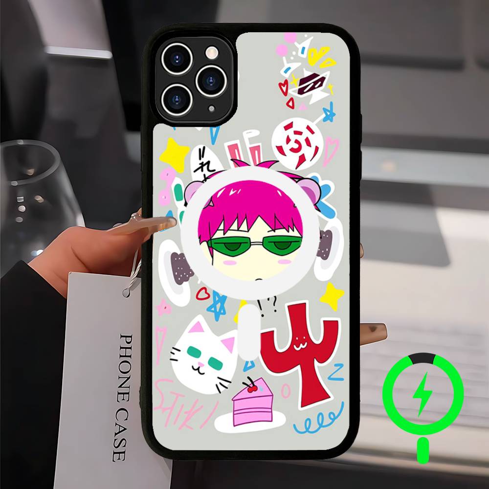 Anime Saiki Kusuo Magnetic Matte Phone Case For IPhone 16 17 15 14 13 12 11 For Magsafe Wireless Charge Cover